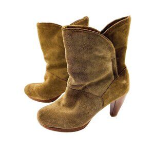 Very Volatile Boots Heeled Suede Leather Wool Lined size 8